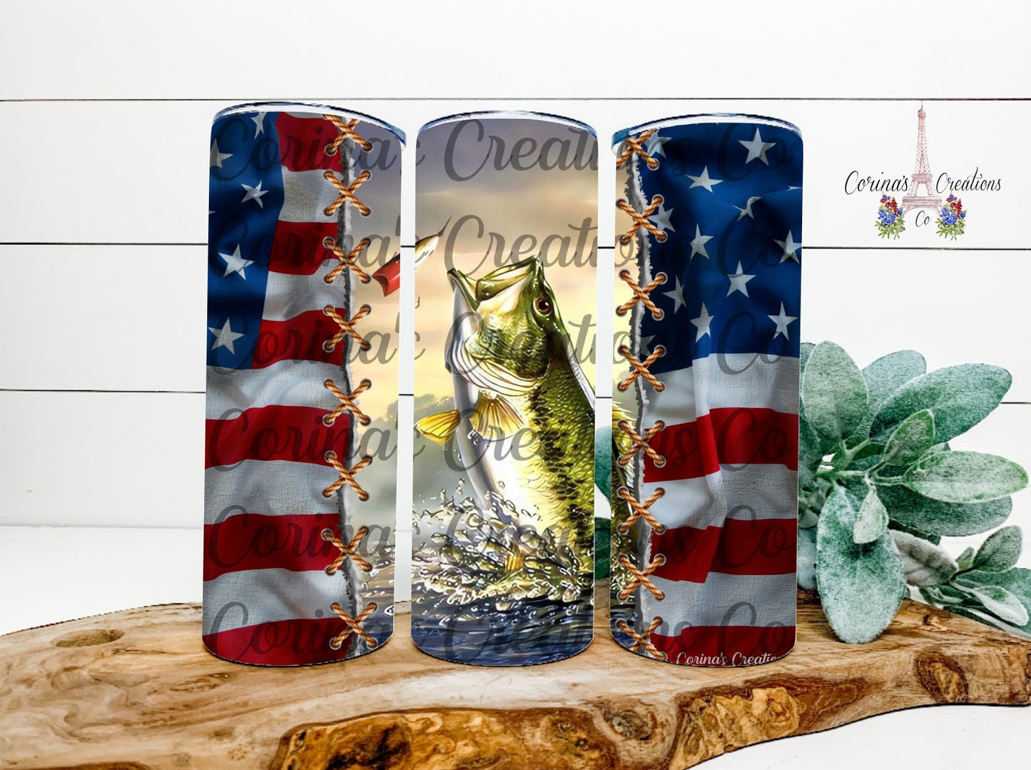 Patriotic Fishing 20 oz. Stainless Steel Sublimation Tumbler