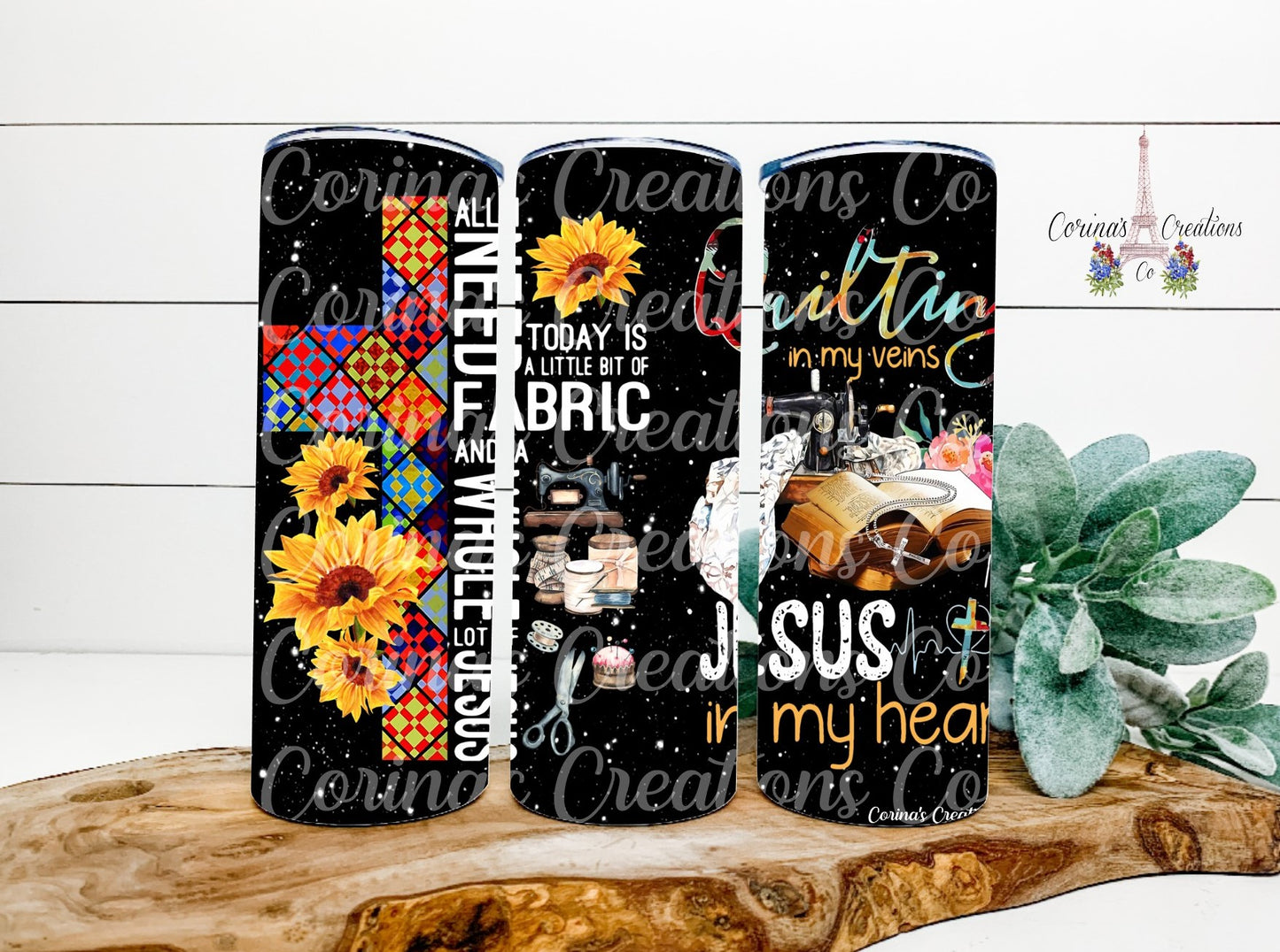 Quilting In My Veins And Jesus In My Heart 20 oz. Stainless Steel Sublimation Tumbler