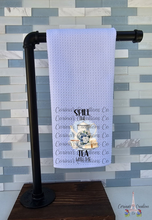 Spill The Tea With Me Waffle Weave Towel
